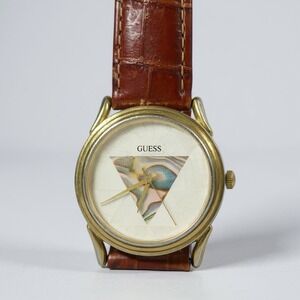 Guess Vintage Gold Tone Womens Watch Mother of Pearl Triangle Dial